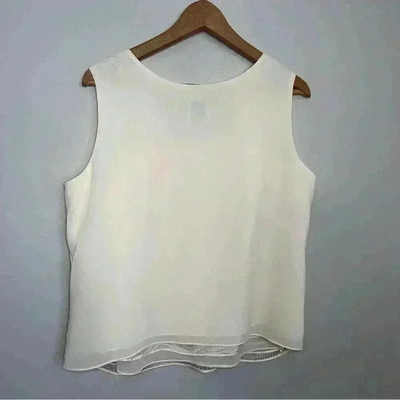 R&M Richards by Karen Kwong Vintage Ribbon Laced Front Tank Top, Petite, Formal - Picture 3 of 6